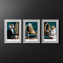 Renaissance Animal Bathroom Art Prints Capybara, Otter, Badger Trio Wall Decor - thumbnail 2