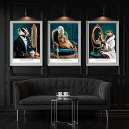 Renaissance Animal Bathroom Art Prints Capybara, Otter, Badger Trio Wall Decor - thumbnail 3