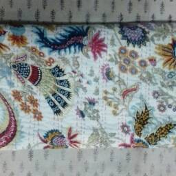 Indian Bedspread Handmade Floral Kantha Quilt Gudri Blanket Throw Bedcover Size Multi - thumbnail 2