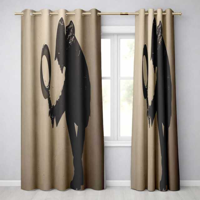 Detective Magnifying Glass Minimalist Shadow Art Contemporary Wall Home Decor Readymade Eyelet Ring Top Thermal 100% Blackout Curtains - image 1