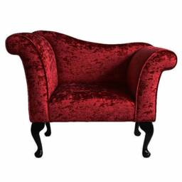 Handmade Crushed Velvet Chenille Chaise Lounge - Postbox Red - thumbnail 2