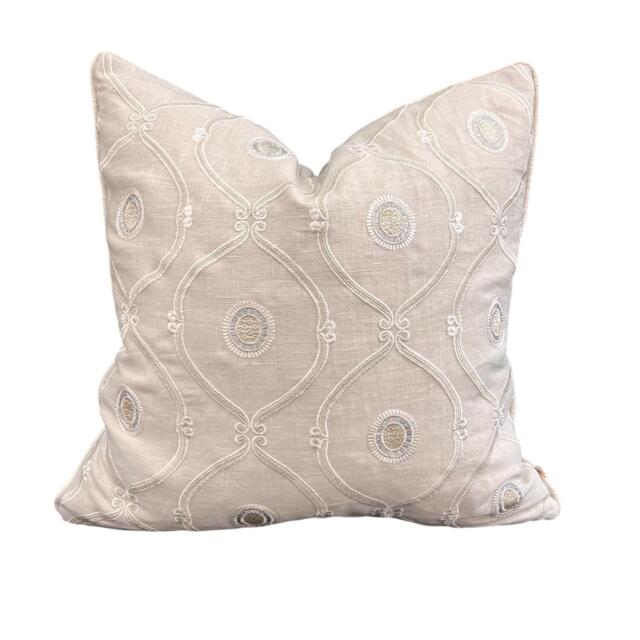 Colefax & Fowler Hayward Luxury Designer Embroidered Geometric Neutral Cushion Pillow Cover - image 1