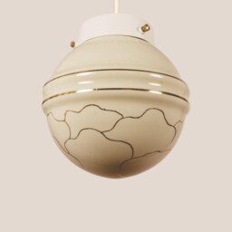 Zora Vintage Pendant Light Mcm Hanging Handcrafted Glass Lamp Retro Ceiling Fixture Yugoslavia Gold Brass - thumbnail 3