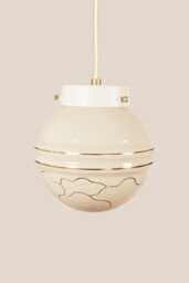 Zora Vintage Pendant Light Mcm Hanging Handcrafted Glass Lamp Retro Ceiling Fixture Yugoslavia Gold Brass - thumbnail 1