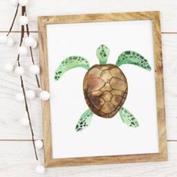 Sea Turtle Print - Ocean Under The Sea Creature Mummy Daddy Baby Turtles Beach Home Bedroom Bathroom A4 - thumbnail 2