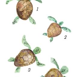 Sea Turtle Print - Ocean Under The Sea Creature Mummy Daddy Baby Turtles Beach Home Bedroom Bathroom A4 - thumbnail 3