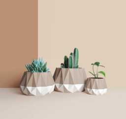 3D Printed Cactus, Succulent Planters, Interior Plant Pots, Mid Century Eco-Friendly Gift Idea For Home, Large Planter Pot