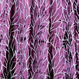Purple Leaves Burnout Velvet Curtain Panels - Rod Pocket, Grommet, Box Pleat, Three Pinch Tab Top & Plain Ring Top - thumbnail 3