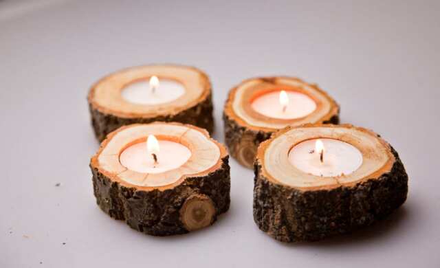 4 Wooden Candle Holder - Holder-Woodland Home Decor-Woodland Rustic Weddings Gift Idea - image 1