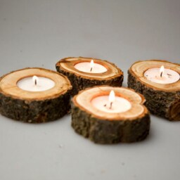 4 Wooden Candle Holder - Holder-Woodland Home Decor-Woodland Rustic Weddings Gift Idea - thumbnail 3