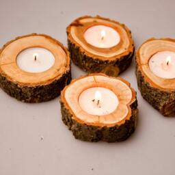 4 Wooden Candle Holder - Holder-Woodland Home Decor-Woodland Rustic Weddings Gift Idea - thumbnail 2