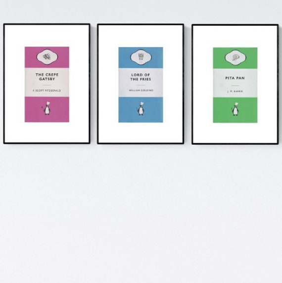 Set Of 3 Medium Penguin Food Pun Prints - image 1