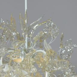 Chandelier Ceiling Light With Clear Transparent & White Leaves Flowers For Living Room Or Dining Table - Unique Elegant Lighting - thumbnail 2