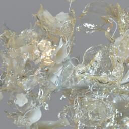 Chandelier Ceiling Light With Clear Transparent & White Leaves Flowers For Living Room Or Dining Table - Unique Elegant Lighting - thumbnail 3