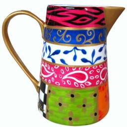 Hand Painted Milk Jug Pitcher For Use in The Kitchen Or As A Vase Decorative Piece Of Art - thumbnail 1