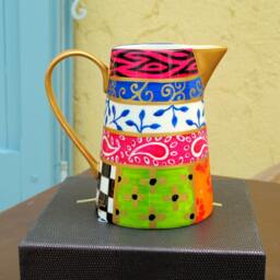 Hand Painted Milk Jug Pitcher For Use in The Kitchen Or As A Vase Decorative Piece Of Art - thumbnail 3