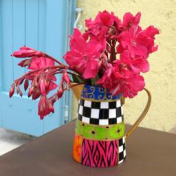 Hand Painted Milk Jug Pitcher For Use in The Kitchen Or As A Vase Decorative Piece Of Art - thumbnail 2
