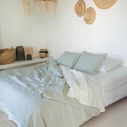 Sage Green Linen Duvet Cover With Button Closure, Stonewashed Minimalist Bedding, Cozy Gift For Wedding Or Housewarming - thumbnail 2