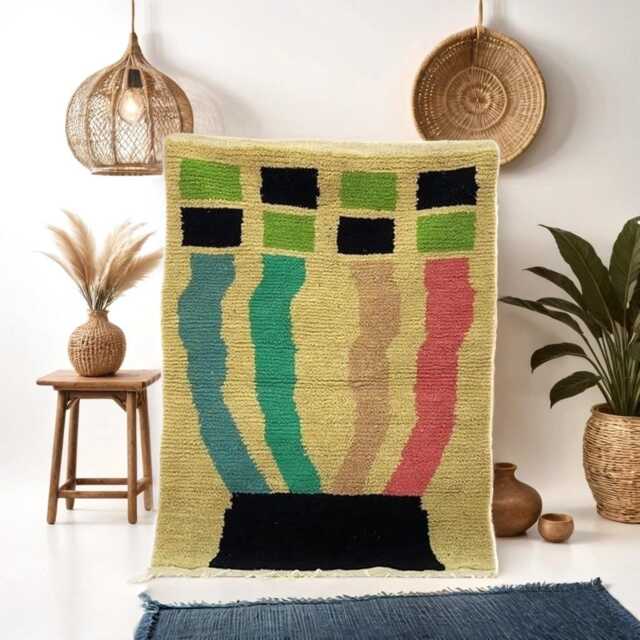 Handmade Moroccan Wool Rug Colorful Abstract Berber Carpet - image 1