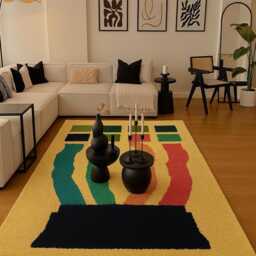 Handmade Moroccan Wool Rug Colorful Abstract Berber Carpet - thumbnail 2