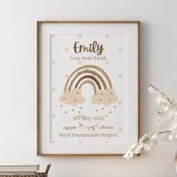 Personalised Baby Birth Stats Print New Gift Custom Name Nursery Wall Art - thumbnail 2