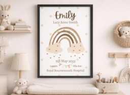 Personalised Baby Birth Stats Print New Gift Custom Name Nursery Wall Art - thumbnail 1