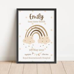 Personalised Baby Birth Stats Print New Gift Custom Name Nursery Wall Art - thumbnail 3