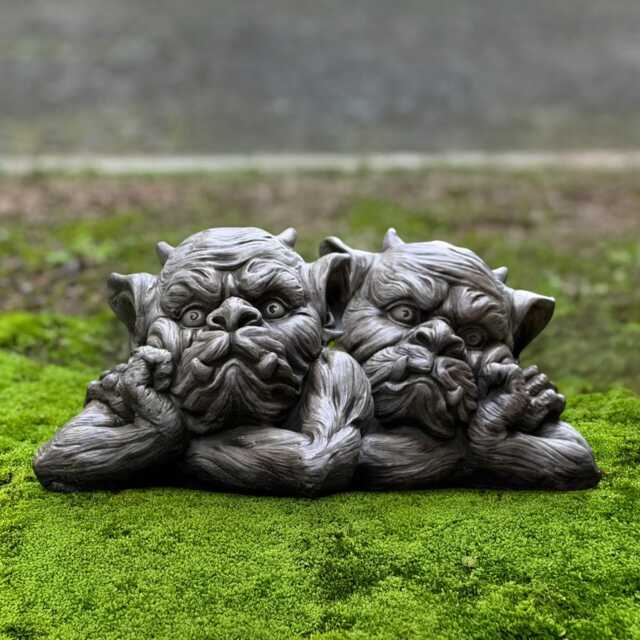 Concrete Demon Pair Sculpture Gothic Gargoyle Statue Cement Garden Monster Set Figurine Outdoor Stone Ornament Lover Gift - image 1