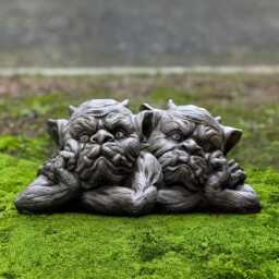 Concrete Demon Pair Sculpture Gothic Gargoyle Statue Cement Garden Monster Set Figurine Outdoor Stone Ornament Lover Gift - thumbnail 1