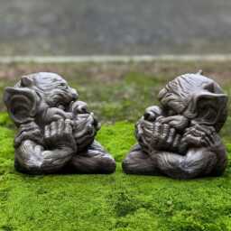 Concrete Demon Pair Sculpture Gothic Gargoyle Statue Cement Garden Monster Set Figurine Outdoor Stone Ornament Lover Gift - thumbnail 4