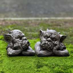 Concrete Demon Pair Sculpture Gothic Gargoyle Statue Cement Garden Monster Set Figurine Outdoor Stone Ornament Lover Gift - thumbnail 2