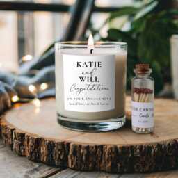 Personalised Engagement Candle Gift Set For Couple, Custom Names Date, Romantic Keepsake, Bridal Shower - thumbnail 1