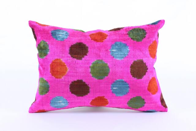 Ikat Velvet Pillow Cover, Handmade Cushion, Decorative Throw Pillow, Boho Cushion Turkish Home Decor - image 1