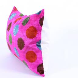 Ikat Velvet Pillow Cover, Handmade Cushion, Decorative Throw Pillow, Boho Cushion Turkish Home Decor - thumbnail 2