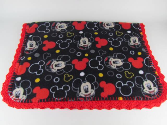 Micky Mouse Large Fleece Baby Blanket in Black - image 1