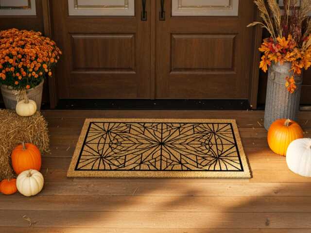 Geometric Kaleidoscope Doormat - Modern Coir Entry Rug - image 1