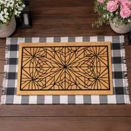 Geometric Kaleidoscope Doormat - Modern Coir Entry Rug - thumbnail 4