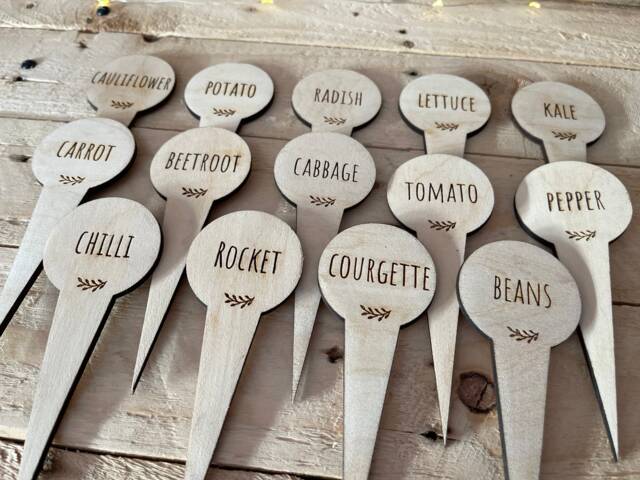 Wooden Vegetable Garden Markers Herb Plant Stakes - image 1