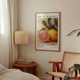 Fruit Market Poster, Amalfi Orange Italian Coast Citrus Wall Art, Mediterranean Kitchen Decor, Coastal Still Life Print - thumbnail 2