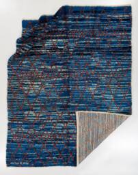Hand Knotted Beni Ourain Rug Blue Berber Moroccan Design - thumbnail 1