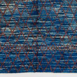 Hand Knotted Beni Ourain Rug Blue Berber Moroccan Design - thumbnail 3