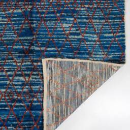Hand Knotted Beni Ourain Rug Blue Berber Moroccan Design - thumbnail 4