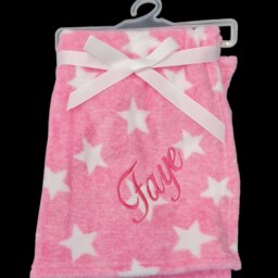 Personalised Embroidered Star Baby Plush Blankets 90cm 3 Colors Super Soft - thumbnail 2