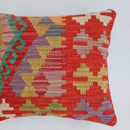 Afghan Handmade Cushion Cover, Decorative Throw Pillow, Kilim Rug Cover 16''x16''/44x39 cm - thumbnail 2