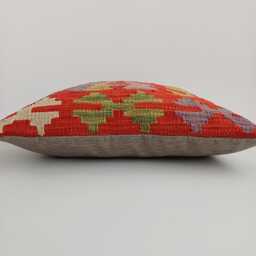 Afghan Handmade Cushion Cover, Decorative Throw Pillow, Kilim Rug Cover 16''x16''/44x39 cm - thumbnail 3