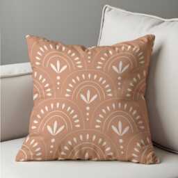 Boho Terracotta Cushion Cover, Neutral Rainbow & Leaf Pattern Pillow Case, Modern Minimalist Throw Cozy Earthy Home Decor