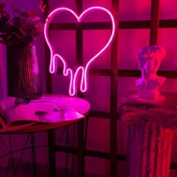 Dripping Heart Neon Sign - Pink Decor Bedroom Bleeding Heart Neon Custom Light Wedding Sign - thumbnail 2