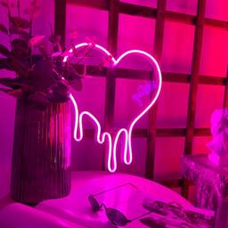 Dripping Heart Neon Sign - Pink Decor Bedroom Bleeding Heart Neon Custom Light Wedding Sign - thumbnail 3