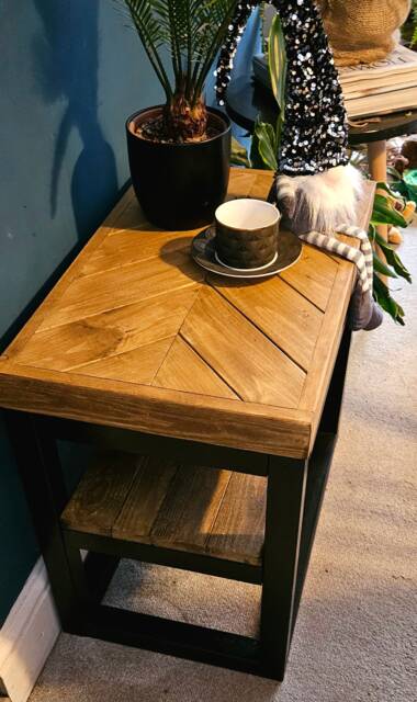 Reclaimed Wood Coffee Table, Sofa Side End Varnished Timber - image 1