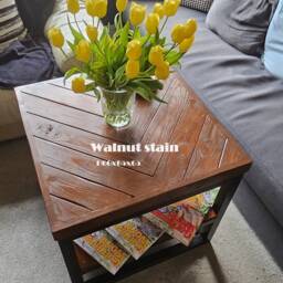 Reclaimed Wood Coffee Table, Sofa Side End Varnished Timber - thumbnail 4
